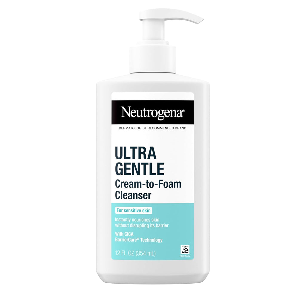 Neutrogena Ultra Gentle Cream-to-Foam Facial Cleanser - Sensitive, Fragrance-Free 12 fl oz