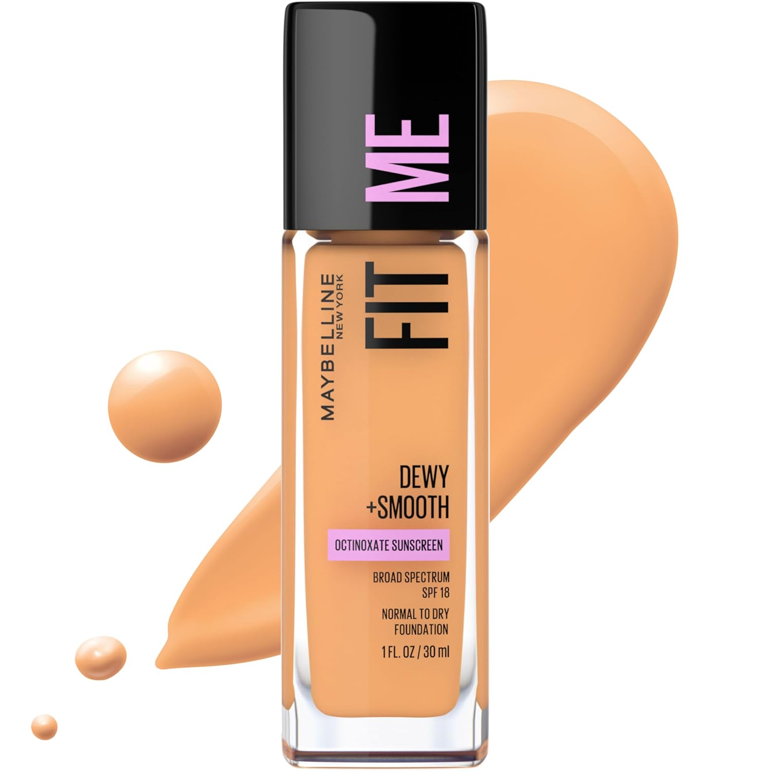 Maybelline Fit Me Dewy + Smooth Foundation – Fair Porcelain, 1 fl oz