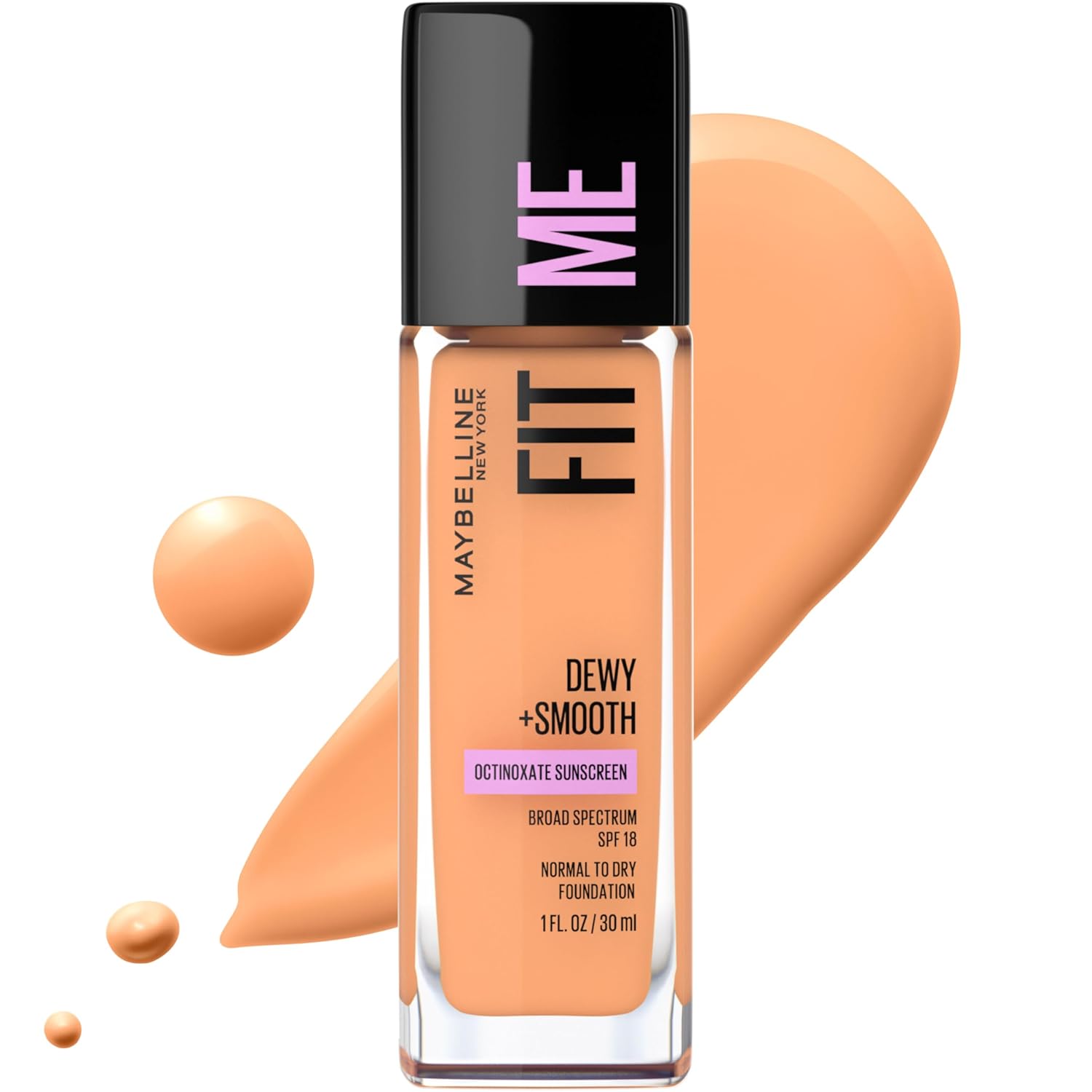 Maybelline Fit Me Dewy + Smooth Foundation – Fair Porcelain, 1 fl oz