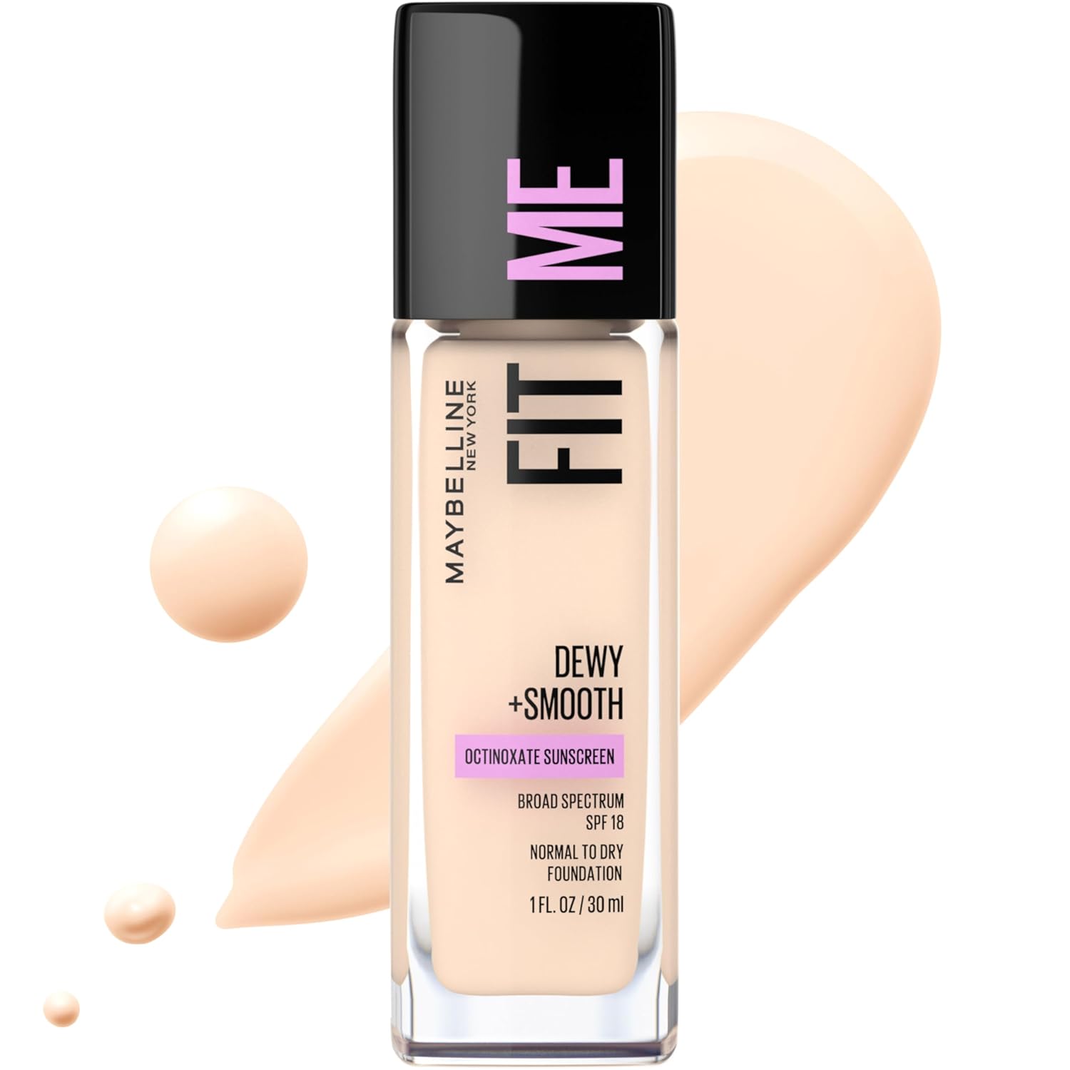 Maybelline Fit Me Dewy + Smooth Foundation – Fair Porcelain, 1 fl oz - Kozmee