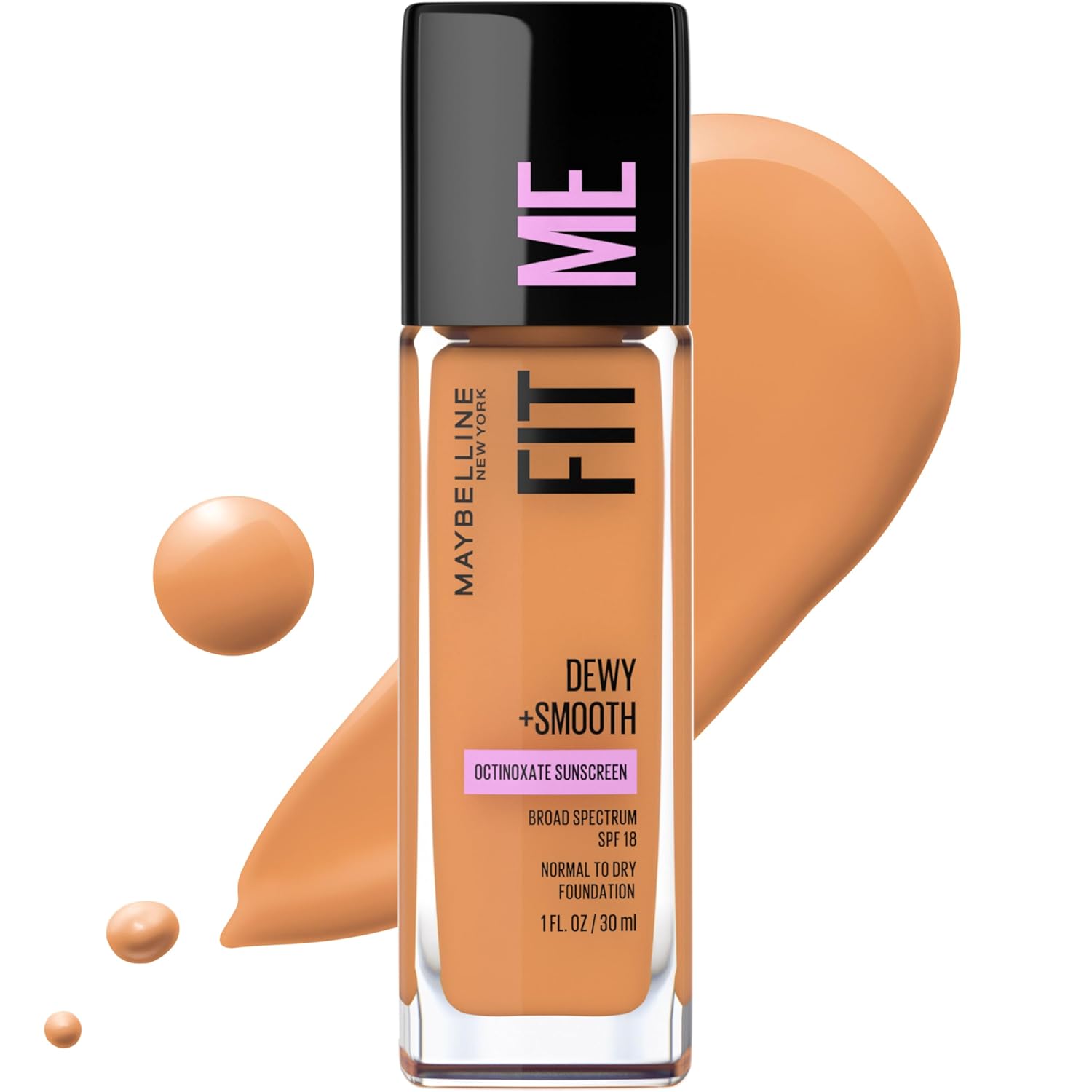 Maybelline Fit Me Dewy + Smooth Foundation – Fair Porcelain, 1 fl oz