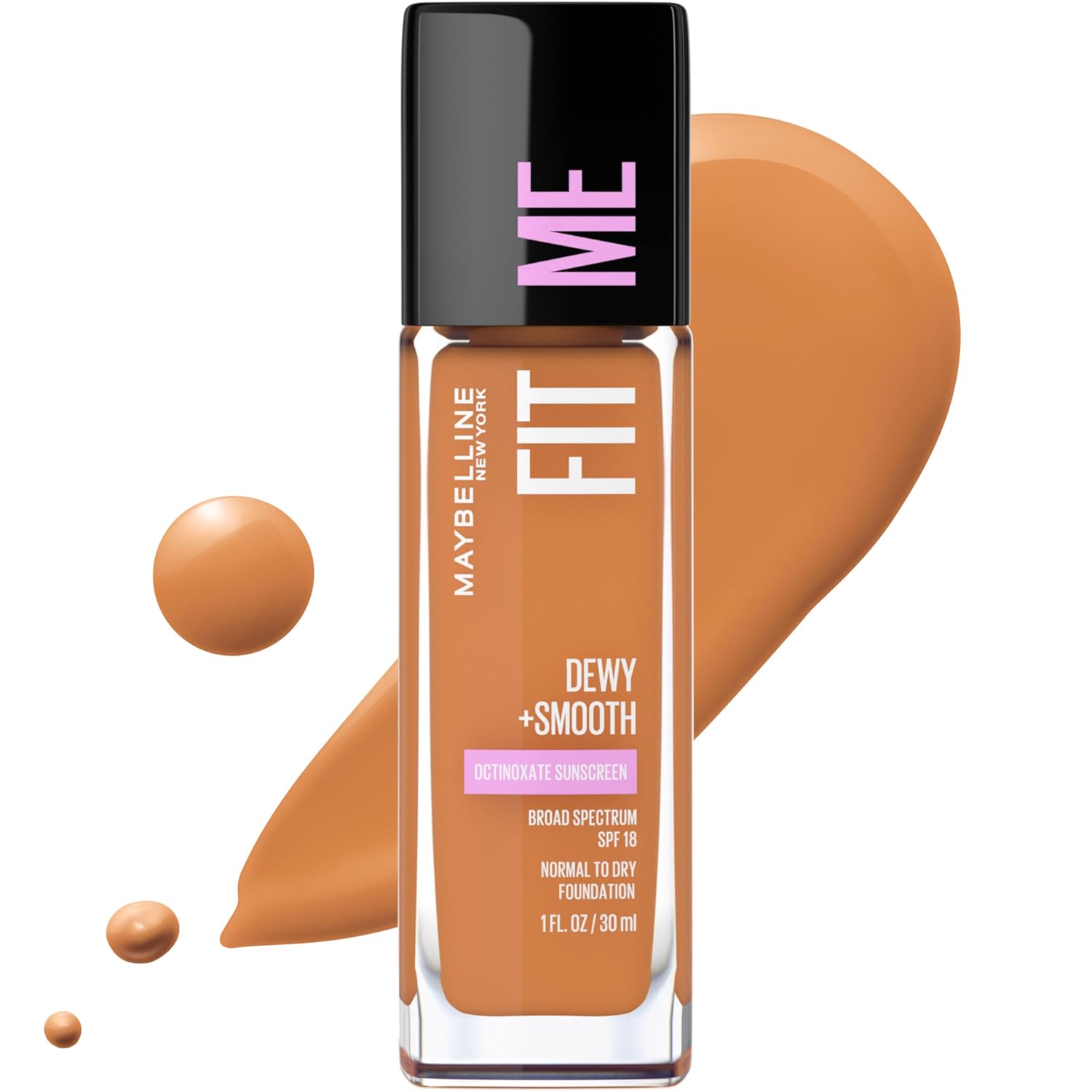 Maybelline Fit Me Dewy + Smooth Foundation – Fair Porcelain, 1 fl oz