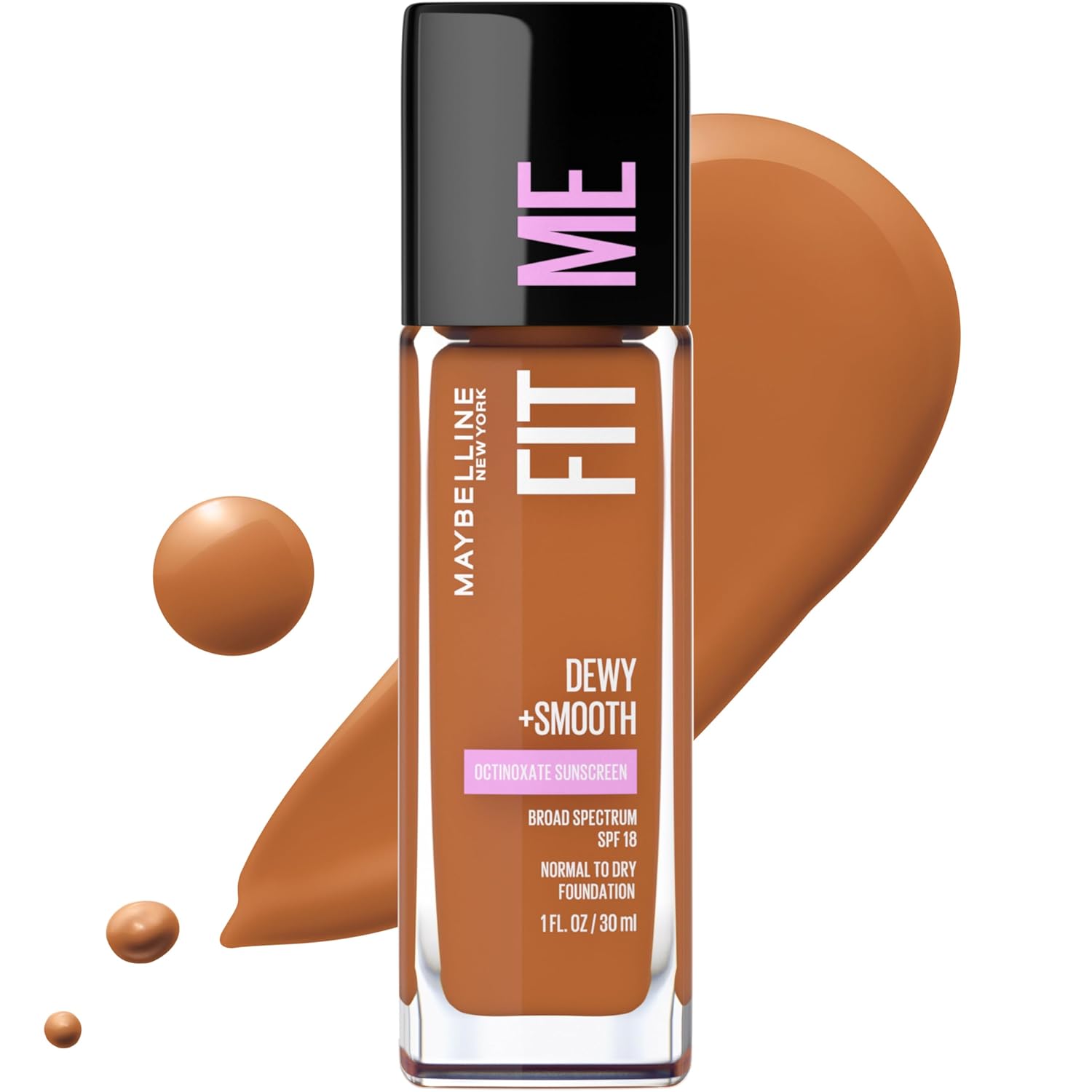 Maybelline Fit Me Dewy + Smooth Foundation – Fair Porcelain, 1 fl oz