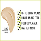 Maybelline Super Stay Full Coverage Foundation – 30HR Matte, 1 fl oz
