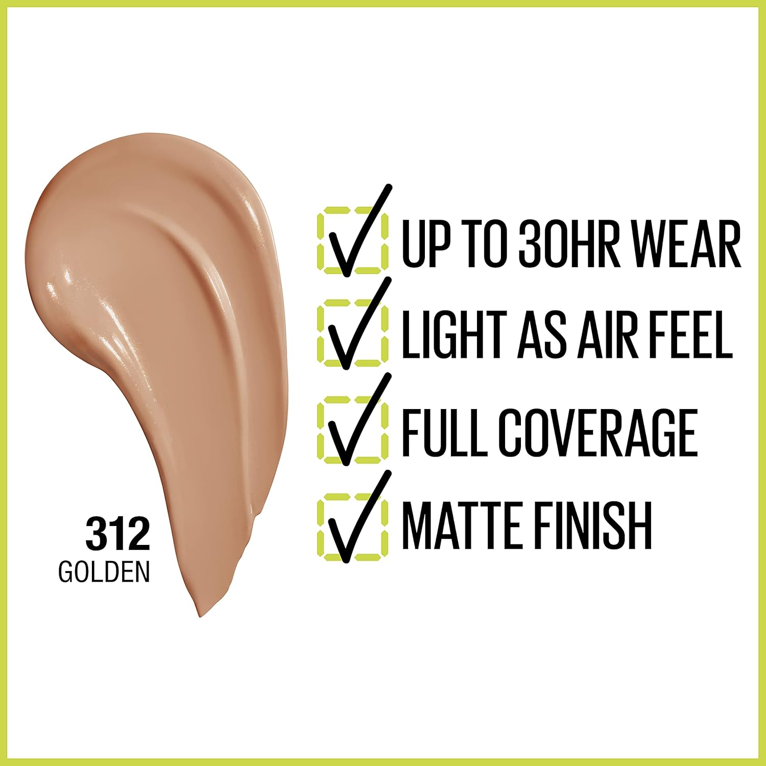Maybelline Super Stay Full Coverage Foundation – 30HR Matte, 1 fl oz