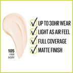 Maybelline Super Stay Full Coverage Foundation – 30HR Matte, 1 fl oz