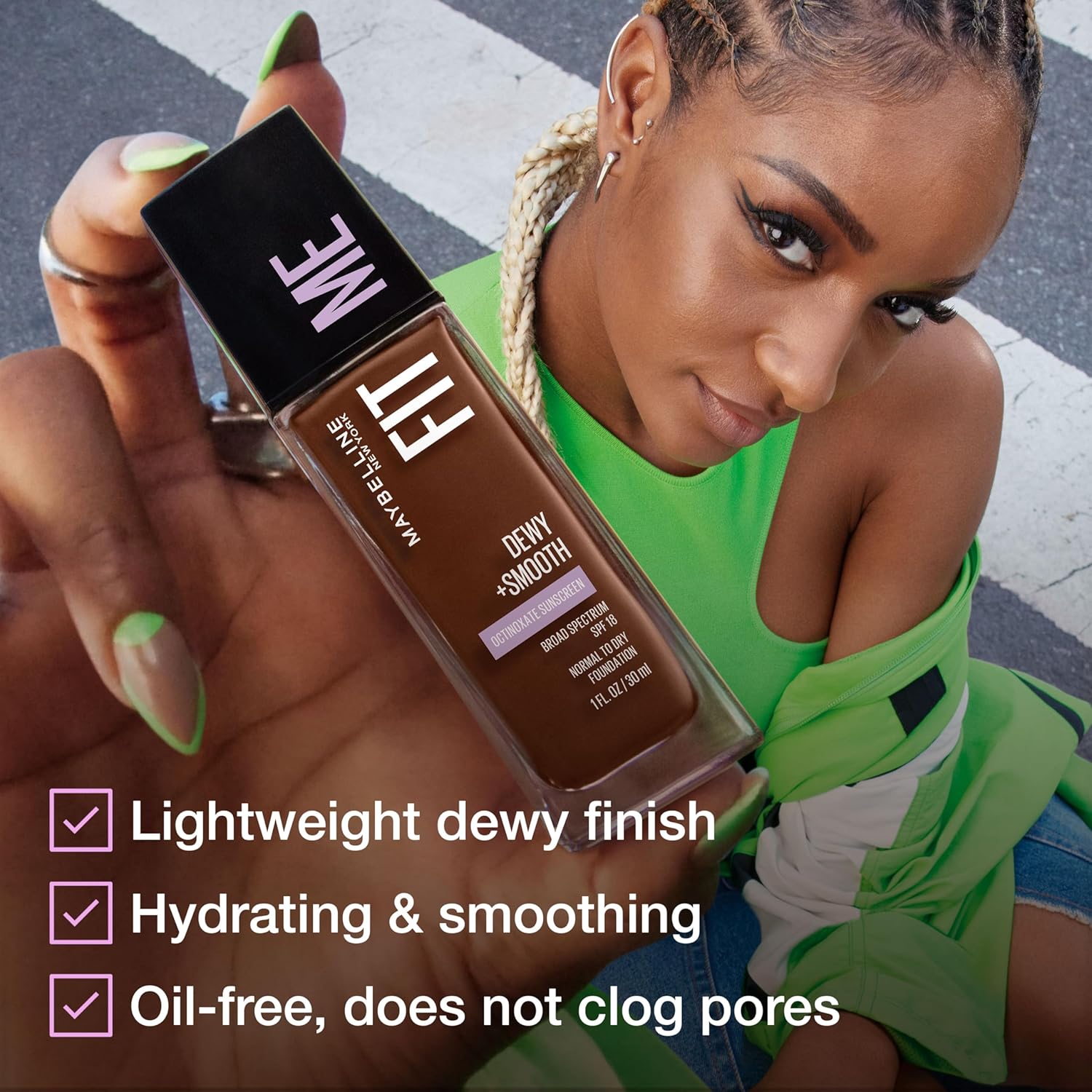 Maybelline Fit Me Dewy + Smooth Foundation – Fair Porcelain, 1 fl oz