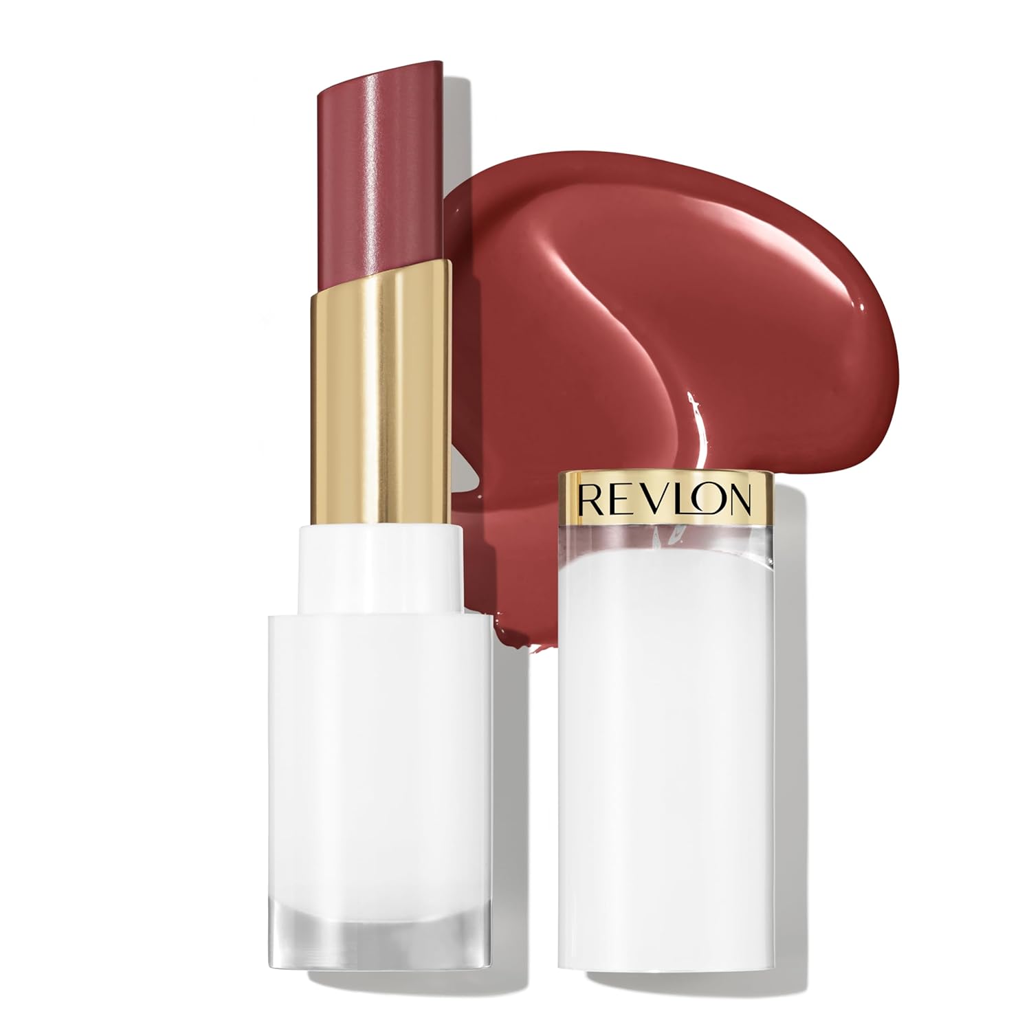 REVLON Super Lustrous Glass Shine Balm, Hydrating Tinted Lipstick, Sheer, Glossy Shiny Finish, 008 Rum Raisin, 0.11 oz - Kozmee